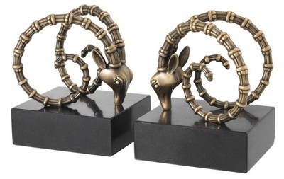Casa Padrino designer bookend set of 2 antique brass black - luxury hotel decorations