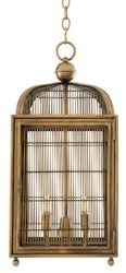 Casa Padrino Designer Hängeleuchte / Laterne Antik Messing 38 x 38 x H. 81 cm - Luxus Hängelampe