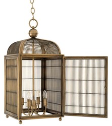Casa Padrino Designer Hängeleuchte / Laterne Antik Messing 38 x 38 x H. 81 cm - Luxus Hängelampe