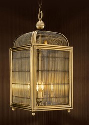 Casa Padrino Designer Hängeleuchte / Laterne Antik Messing 38 x 38 x H. 81 cm - Luxus Hängelampe