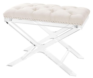 Casa Padrino Luxus Hocker Sitzbank Acryl Creme Beige Khaki Luxury Bench Stool