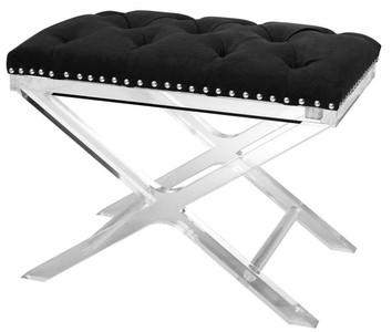 Casa Padrino Luxus Kreuzhocker Schwarz - Designer Hotel Hocker