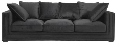 Casa Padrino Luxus Designer 3er Sofa Schwarz - Luxus Hotel Möbel