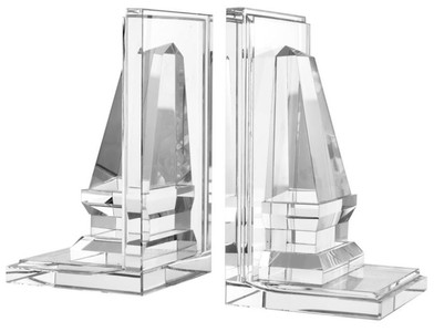Casa Padrino designer crystal glass bookend set of 2 - luxury quality