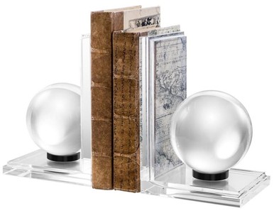 Casa Padrino Designer Kristallglas Buchstützen 2er Set - Luxus Kollektion