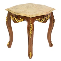 Casa Padrino barroco caoba mesa auxiliar con un mármol crema parte superior 55 x 55 cm x H 55 cm