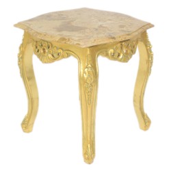 Tavolo oro Casa Padrino barocco con color crema top in marmo 55 x 55 cm x H 55 cm Tavolo oro Casa Padrino barocco con color crema top in marmo 55 x 55 cm x H 55 cm