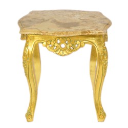 Tavolo oro Casa Padrino barocco con color crema top in marmo 55 x 55 cm x H 55 cm Tavolo oro Casa Padrino barocco con color crema top in marmo 55 x 55 cm x H 55 cm