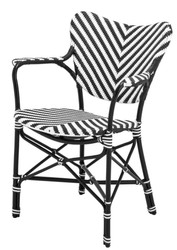 Casa Padrino designer garden chair with armrests black / white - luxury garden furniture