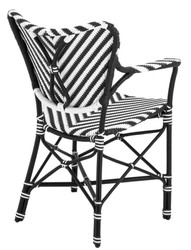 Casa Padrino designer garden chair with armrests black / white - luxury garden furniture