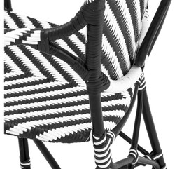 Casa Padrino designer garden chair with armrests black / white - luxury garden furniture