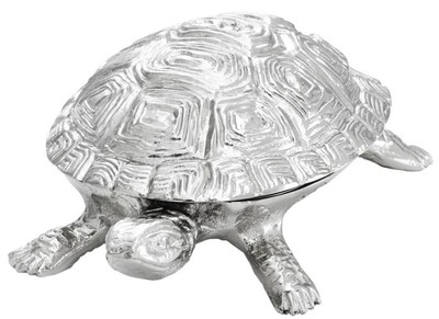 Casa Padrino luxury casket with lid turtle brass nickel plated 19,5 x 10,5 x H. 6,5 cm - luxury decoration