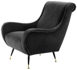 Casa Padrino Luxus Hotel Salon Sessel Schwarz 80 x 90 x H. 88 cm - Wohnzimmer Möbel