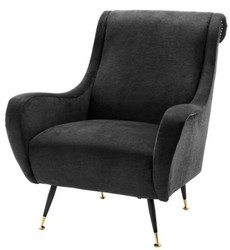 Casa Padrino Luxus Hotel Salon Sessel Schwarz 80 x 90 x H. 88 cm - Wohnzimmer Möbel