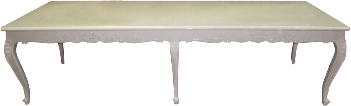 Casa Padrino Barock Esstisch mit Glasplatte 300 x 88 x H. 83 cm - Luxus Esstisch