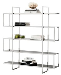Casa Padrino estante diseñador gabinete de plata 160 x 42 x H. 180 cm - Edición limitada