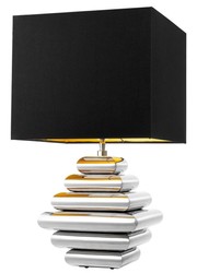 Casa Padrino Luxus Tischleuchte Eichholtz Schwarz Silber Black Silver Nickel Plated Luxury Table Lamp