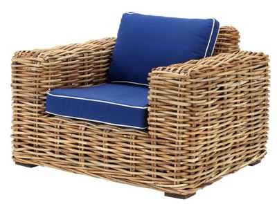 Casa Padrino designer rattan armchair 100 x 88 x H. 69 cm - luxury living room furniture