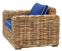 Casa Padrino Designer Rattan Sessel 100 x 88 x H. 69 cm - Luxus Wohnzimmer Möbel