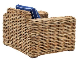 Casa Padrino Designer Rattan Sessel 100 x 88 x H. 69 cm - Luxus Wohnzimmer Möbel