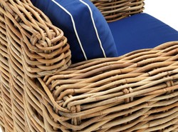Casa Padrino Designer Rattan Sessel 100 x 88 x H. 69 cm - Luxus Wohnzimmer Möbel