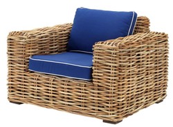 Casa Padrino Designer Rattan Sessel 100 x 88 x H. 69 cm - Luxus Wohnzimmer Möbel