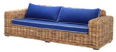 Casa Padrino Designer Rattan Sofa 230 x 88 x H. 69 cm - Luxus Wohnzimmer Möbel