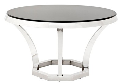 Casa Padrino di lusso tavolo da pranzo in acciaio con vetro nero 130 x H. 75 cm - Tavoli design
