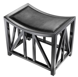Casa Padrino taburete de caoba de diseño con piel de vacuno de 52 x 35 x 42,5 cm H. - hotel de lujo heces