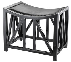 Casa Padrino taburete de caoba de diseño con piel de vacuno de 52 x 35 x 42,5 cm H. - hotel de lujo heces