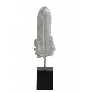 Casa Padrino Designer Hotel Decoration Silver/Black 7 x 5.5 x H. 27 cm - Metal Feather Casa Padrino Designer Hotel Decoration Silver/Black 7 x 5.5 x H. 27 cm - Metal Feather