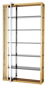 Mueble estantería de acero inoxidable diseñador Casa Padrino con cristal ahumado 120 x 46 x H. 230 cm - lujo muebles del hotel