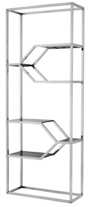 Mueble estantería de acero inoxidable diseñador Casa Padrino con cristal ahumado de 90 x 38 x H. 230 cm - muebles de lujo