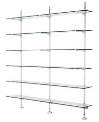 Casa Padrino Designer Doppel-Wandregal Silber 220 x 41 x H. 240 cm - Luxus Wohnzimmer Möbel