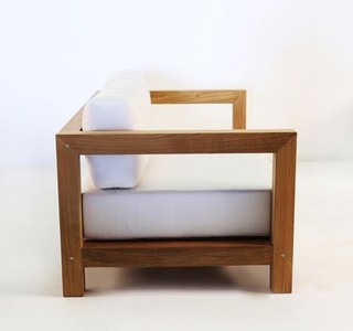Casa Padrino Garten Sessel "Boston" Rustikal Weiss-Creme/Braun 80 x 40 x H70 cm - Eiche Massivholz - Echtholz Möbel Massiv