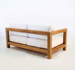 Casa Padrino Jardín 2 plazas sofá rústico "Boston" Crema blanco / marrón 140 x 40 x H70 cm - madera maciza de roble - muebles de madera sólida Casa Padrino Jardín 2 plazas sofá rústico "Boston" Crema blanco / marrón 140 x 40 x H70 cm - madera maciza de roble - muebles de madera sólida