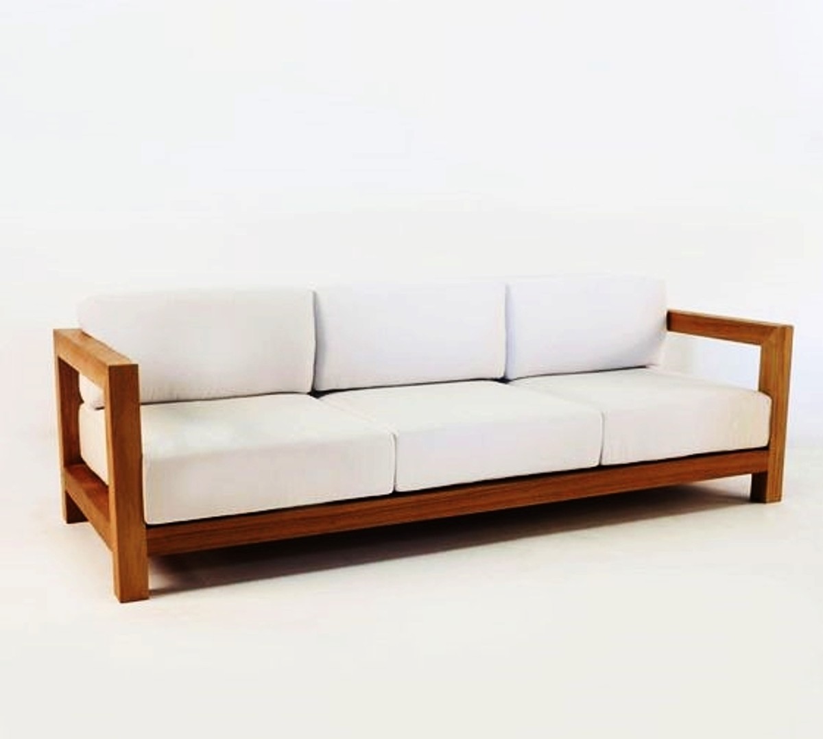 Casa Padrino Garden 3 posti divano rustico "Boston" Cream bianco / marrone 200 x 40 x H70 cm - in legno massello di rovere - veri e propri mobili in legno massello Casa Padrino Garden 3 posti divano rustico "Boston" Cream bianco / marrone 200 x 40 x H70 cm - in legno massello di rovere - veri e propri mobili in legno massello