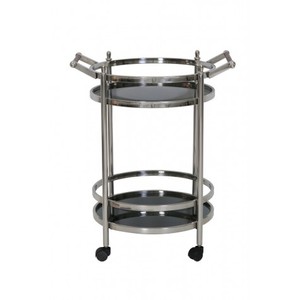Casa Padrino Chariot de chariot à barres de luxe rondes en acier inoxydable nickelé / verre noir Mod 3 - Hôtel de luxe & Restaurant Meubles trolley Casa Padrino Chariot de chariot à barres de luxe rondes en acier inoxydable nickelé / verre noir Mod 3 - Hôtel de luxe & Restaurant Meubles trolley