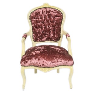 Barock Salon Stuhl Bordeaux Rot Braun Creme - Antik Stil Moebel Barock Salon Stuhl Bordeaux Rot Braun Creme - Antik Stil Moebel