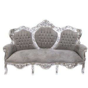 Casa Padrino Divano 3 posti Barocco King Grigio / Argento, 184 x 125 x 81 cm, Mobili di lusso stile antico Casa Padrino Divano 3 posti Barocco King Grigio / Argento, 184 x 125 x 81 cm, Mobili di lusso stile antico