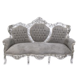 Casa Padrino Divano 3 posti Barocco King Grigio / Argento, 184 x 125 x 81 cm, Mobili di lusso stile antico