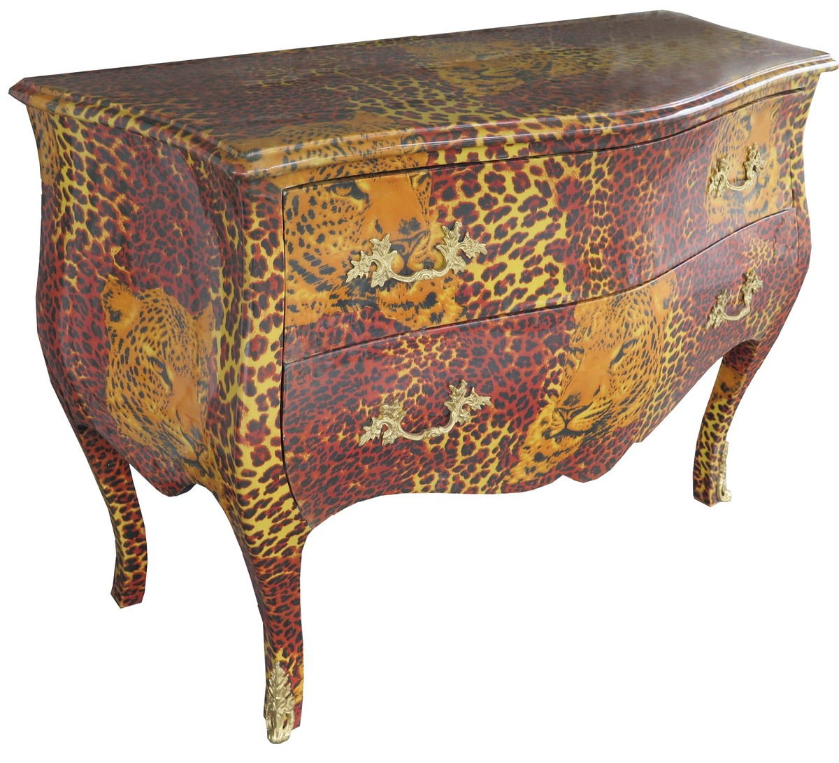 Casa Padrino Baroque Chest of Drawers with golden metal appliqués 123 cm - baroque furniture Casa Padrino Baroque Chest of Drawers with golden metal appliqués 123 cm - baroque furniture