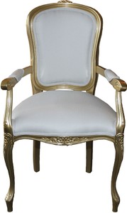 Casa Padrino baroque Chaise avec accoudoirs Dîner Blanc / Or - Chaise design - qualité de luxe Casa Padrino baroque Chaise avec accoudoirs Dîner Blanc / Or - Chaise design - qualité de luxe