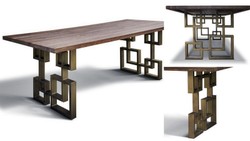Casa Padrino mesa de comedor en el diseño industrial - roble - 200 x 100 x 78 cm H. - muebles de comedor de lujo