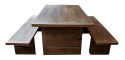 Casa Padrino meubles de jardin - Table rustique + 2 Bancs de jardin (Longueur: 200 cm) - Chêne bois massif - véritables meubles en bois massif Casa Padrino meubles de jardin - Table rustique + 2 Bancs de jardin (Longueur: 200 cm) - Chêne bois massif - véritables meubles en bois massif