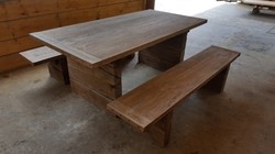 Casa Padrino meubles de jardin - Table rustique + 2 Bancs de jardin (Longueur: 200 cm) - Chêne bois massif - véritables meubles en bois massif Casa Padrino meubles de jardin - Table rustique + 2 Bancs de jardin (Longueur: 200 cm) - Chêne bois massif - véritables meubles en bois massif