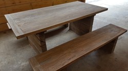 Casa Padrino meubles de jardin - Table rustique + 2 Bancs de jardin (Longueur: 200 cm) - Chêne bois massif - véritables meubles en bois massif Casa Padrino meubles de jardin - Table rustique + 2 Bancs de jardin (Longueur: 200 cm) - Chêne bois massif - véritables meubles en bois massif
