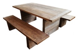 Casa Padrino meubles de jardin - Table rustique + 2 Bancs de jardin (Longueur: 200 cm) - Chêne bois massif - véritables meubles en bois massif Casa Padrino meubles de jardin - Table rustique + 2 Bancs de jardin (Longueur: 200 cm) - Chêne bois massif - véritables meubles en bois massif