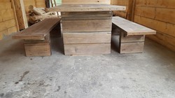 Casa Padrino meubles de jardin - Table rustique + 2 Bancs de jardin (Longueur: 200 cm) - Chêne bois massif - véritables meubles en bois massif Casa Padrino meubles de jardin - Table rustique + 2 Bancs de jardin (Longueur: 200 cm) - Chêne bois massif - véritables meubles en bois massif
