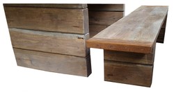 Casa Padrino meubles de jardin - Table rustique + 2 Bancs de jardin (Longueur: 200 cm) - Chêne bois massif - véritables meubles en bois massif Casa Padrino meubles de jardin - Table rustique + 2 Bancs de jardin (Longueur: 200 cm) - Chêne bois massif - véritables meubles en bois massif